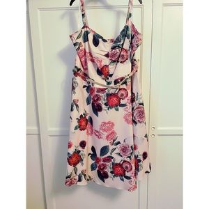 Pink Belted Dress w/ Pink Roses